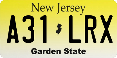 NJ license plate A31LRX