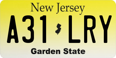 NJ license plate A31LRY