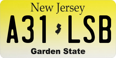 NJ license plate A31LSB