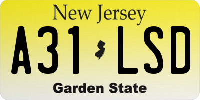 NJ license plate A31LSD