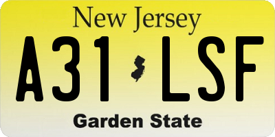 NJ license plate A31LSF