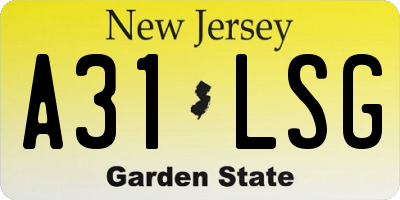 NJ license plate A31LSG