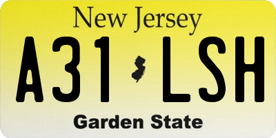 NJ license plate A31LSH