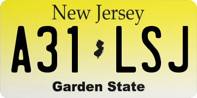 NJ license plate A31LSJ