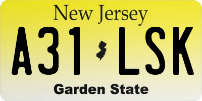NJ license plate A31LSK