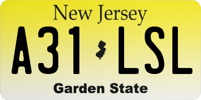 NJ license plate A31LSL