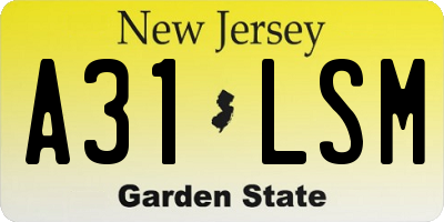 NJ license plate A31LSM