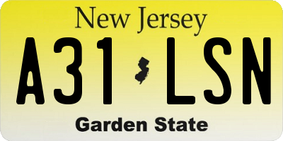 NJ license plate A31LSN