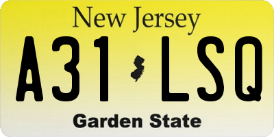 NJ license plate A31LSQ