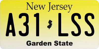 NJ license plate A31LSS