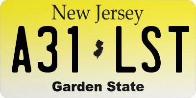 NJ license plate A31LST