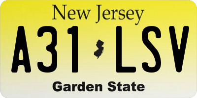 NJ license plate A31LSV