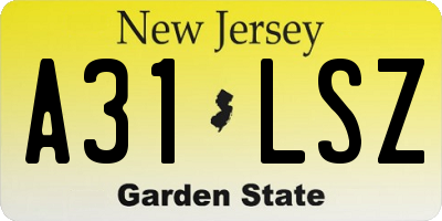 NJ license plate A31LSZ