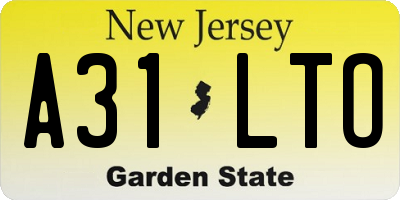 NJ license plate A31LTO