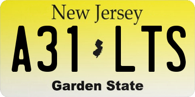NJ license plate A31LTS