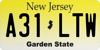 NJ license plate A31LTW