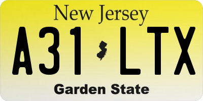 NJ license plate A31LTX