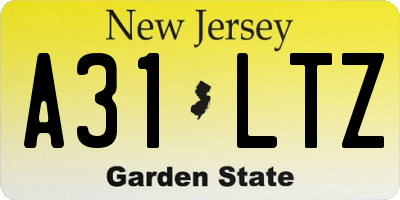 NJ license plate A31LTZ