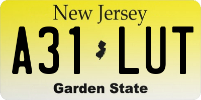 NJ license plate A31LUT