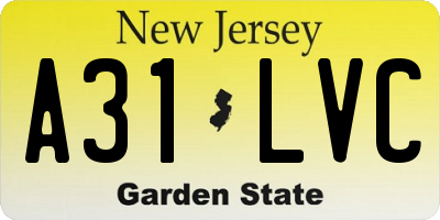 NJ license plate A31LVC