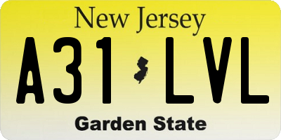 NJ license plate A31LVL