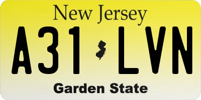 NJ license plate A31LVN