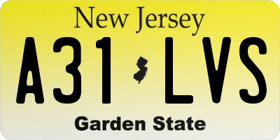 NJ license plate A31LVS