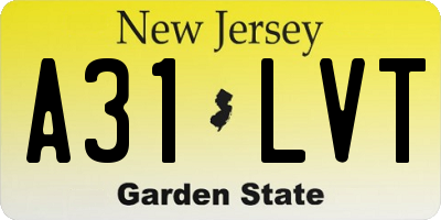 NJ license plate A31LVT