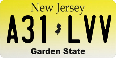 NJ license plate A31LVV