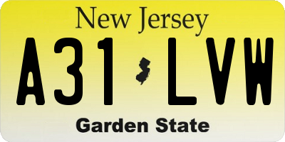 NJ license plate A31LVW