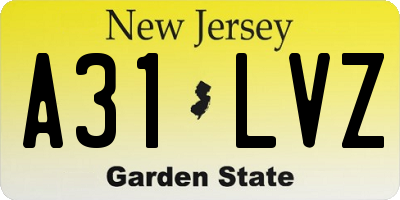 NJ license plate A31LVZ