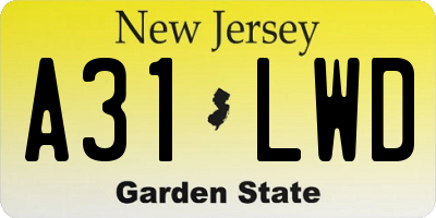 NJ license plate A31LWD