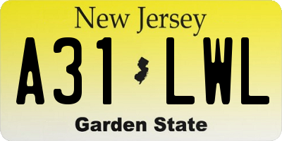 NJ license plate A31LWL