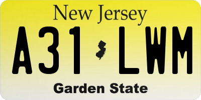 NJ license plate A31LWM