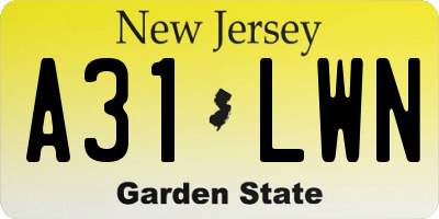 NJ license plate A31LWN