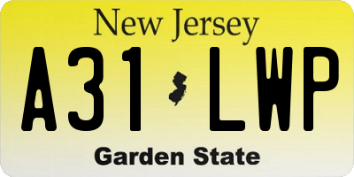 NJ license plate A31LWP