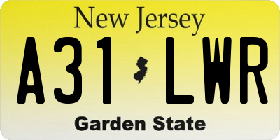 NJ license plate A31LWR