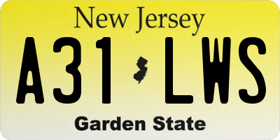 NJ license plate A31LWS