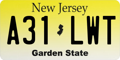 NJ license plate A31LWT