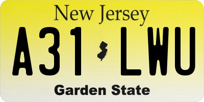 NJ license plate A31LWU