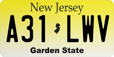 NJ license plate A31LWV