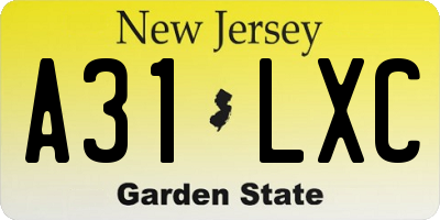 NJ license plate A31LXC