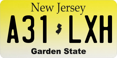 NJ license plate A31LXH