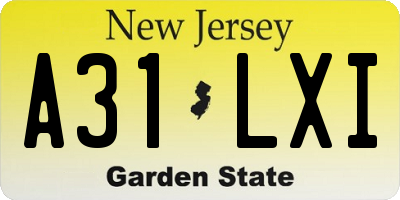NJ license plate A31LXI