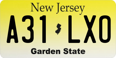 NJ license plate A31LXO