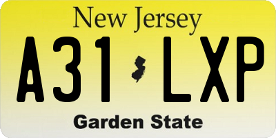 NJ license plate A31LXP