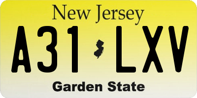 NJ license plate A31LXV