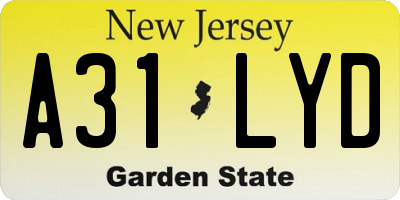 NJ license plate A31LYD
