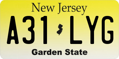 NJ license plate A31LYG