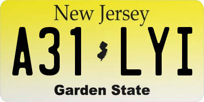 NJ license plate A31LYI